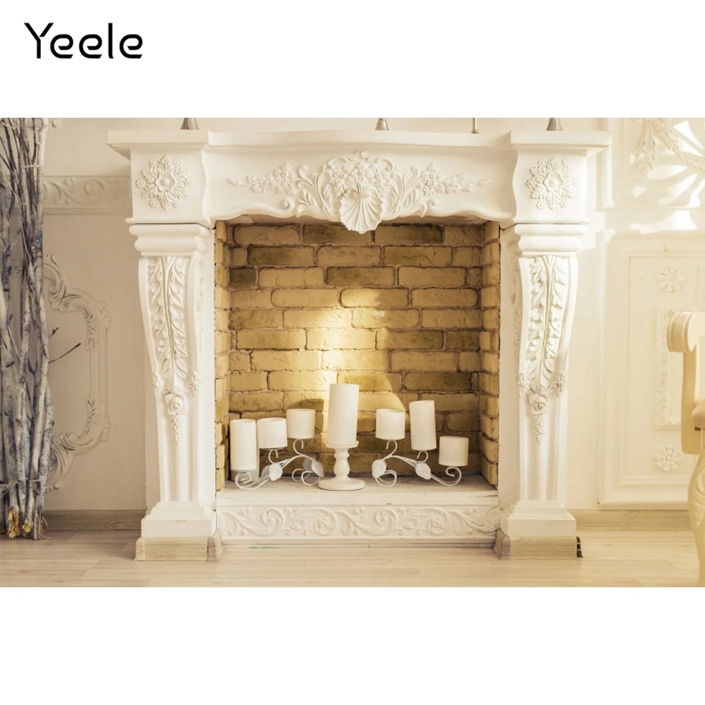 Фоны для фотосъемки Yeele с изображением рождественской свечи камина кирпича