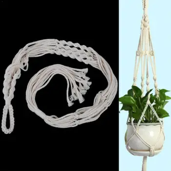 

105cm Knotted Macrame Plant Flower Pot Hanger Hook Rope Lifting Flowerpot Rope Linen Holder Hanging Pot Cotton Basket Baske J2D8