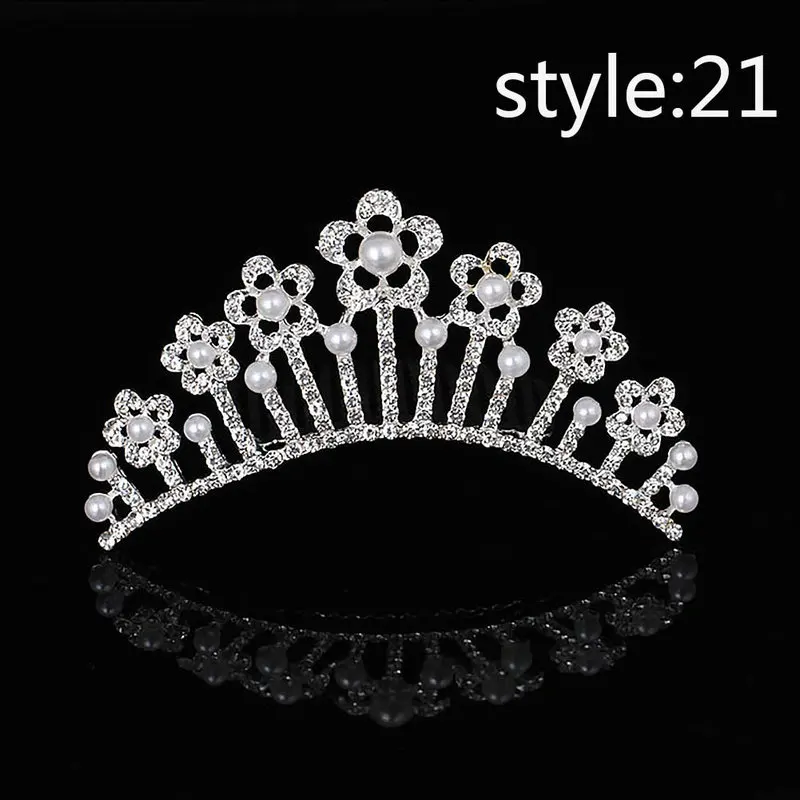 Мини-диадемы и короны с искусственным жемчугом, расчески для волос для принцесс, девочек, невесты, свадьбы, вечеринки, украшения для волос - Окраска металла: Style 21