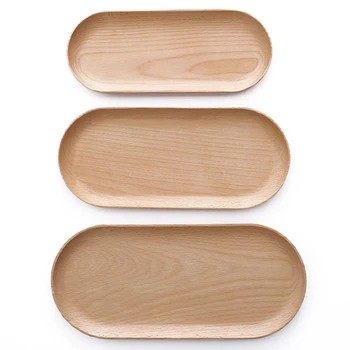 

Wooden Tray Dinner Plate Food Dessert Coffee Plates Storage Trays Solid Wood Oval Cake Sushi Dish Bread Snack Tray