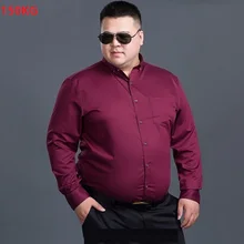Осенняя мужская деловая рубашка с длинным рукавом 7XL 8XL 9XL 10XL Большие размеры 12XL homme хлопок офисное платье для выступлений на сцене рубашка темно-синий красный 150 кг