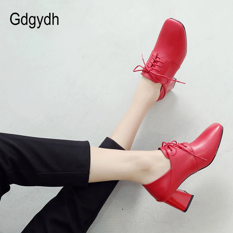 Женские офисные туфли Gdgydh черные лодочки на массивном каблуке с квадратным