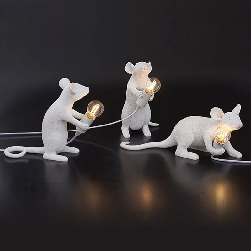 

Retro Little Mouse Night Light Resin Paint Little Cute LED Night Light Desk Window Bedroom Hall Christmas Tree Decorations