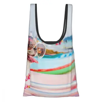 

Summer Cool Dog Eco Shopping Bag Fashion Foldable Reusable Tote Folding Pouch Convenient Storage Bag