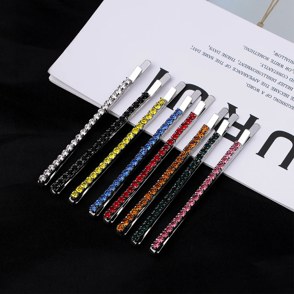 

1PC Girls Rhinestone Barrette Shiny Crystal Hairclip Colorful Hairpins Metal Hairgrip Headwear Hair Styling Tools Accessories