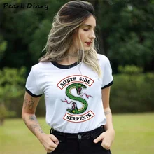 "South Side serpents" Футболка Для женщин Harajuku ривердейл женская футболка со змеиным принтом Футболки в Корейском стиле, уличная одежда tumblr