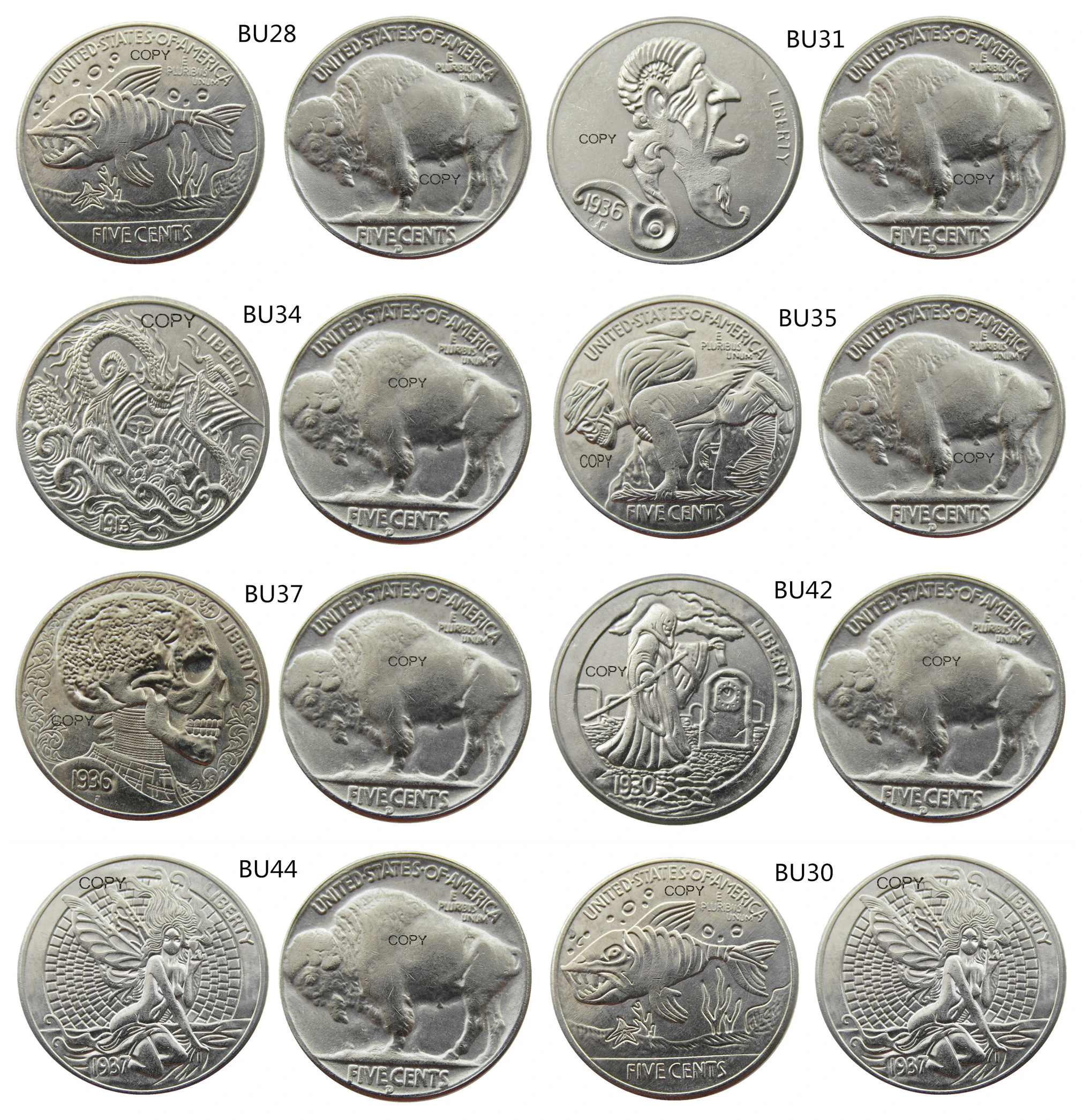 xuanyuan Hobo Nickel Coin Année aléatoire Buffalo Nickel Copie pièces pièces de Collection commémoratives