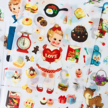 

6 Sheets Kawaii Daily Girls Paper Diary Stickers Decorative Album Notebook Decor