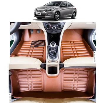 

lsrtw2017 leather car floor mats for Hyundai Accent Blue verna solaris Fluidic 2011 2012 2013 2014 2015 2016 2017 carpet mat