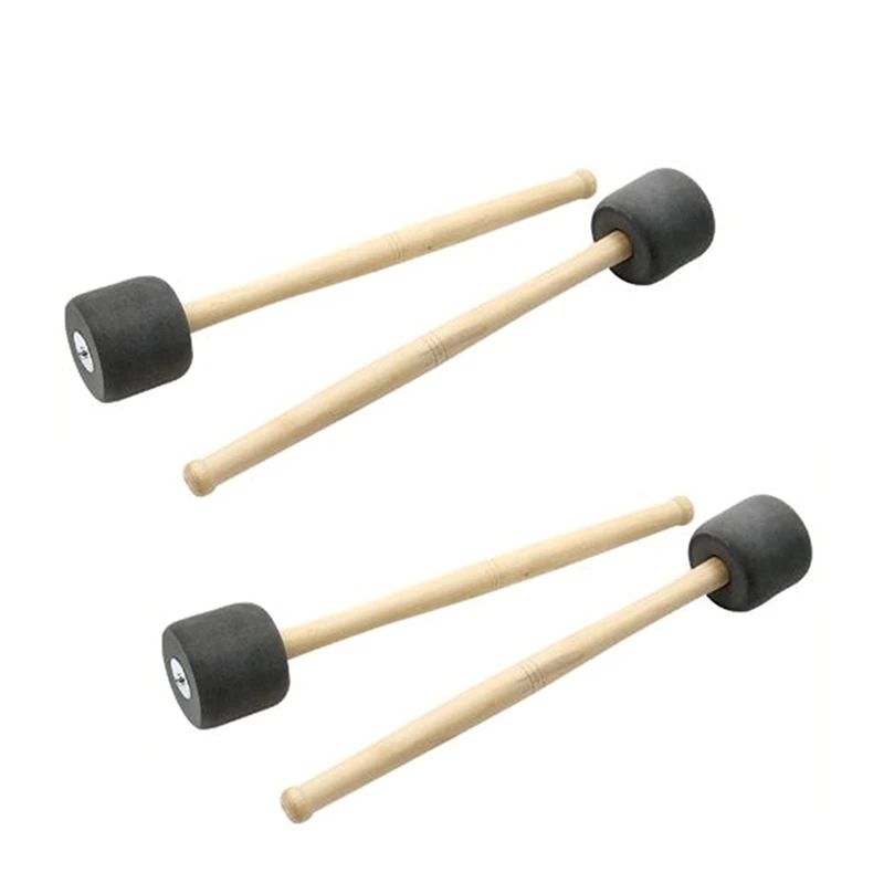 4 Pack Bass Drum Mallets Sticks Percussion Mallets with EVA Foam Head