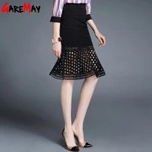 Jupe Femme белая труба юбка лето Ретро полые Saia Feminina миди Высокая талия узкие женские офисные юбки для женщин GAREMAY