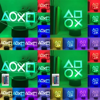 

2020 New Creative 3D Illusion Game Icon Atmosphere Neon LED Night Light Dimmable Bar Club