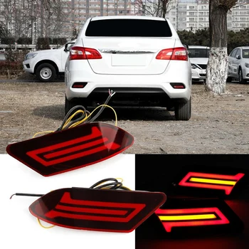 

2Pcs Car LED Rear Bumper Reflector DRL Turn Signal Brake Light for Nissan Sylphy 2016-2018