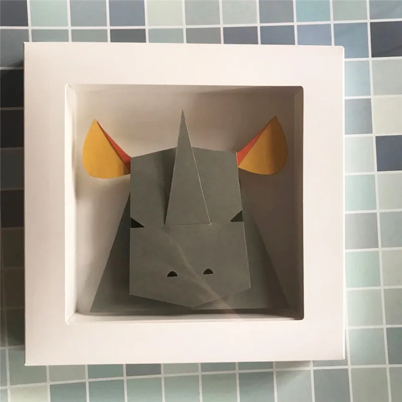 Rhino with Frame DIY ремесло животные бумага настенная рама для картины кулон украшения Рождественский подарок на день рождения ручной работы игрушки Наборы для ремесла для детей и друзей - Цвет: Rhino with Frame