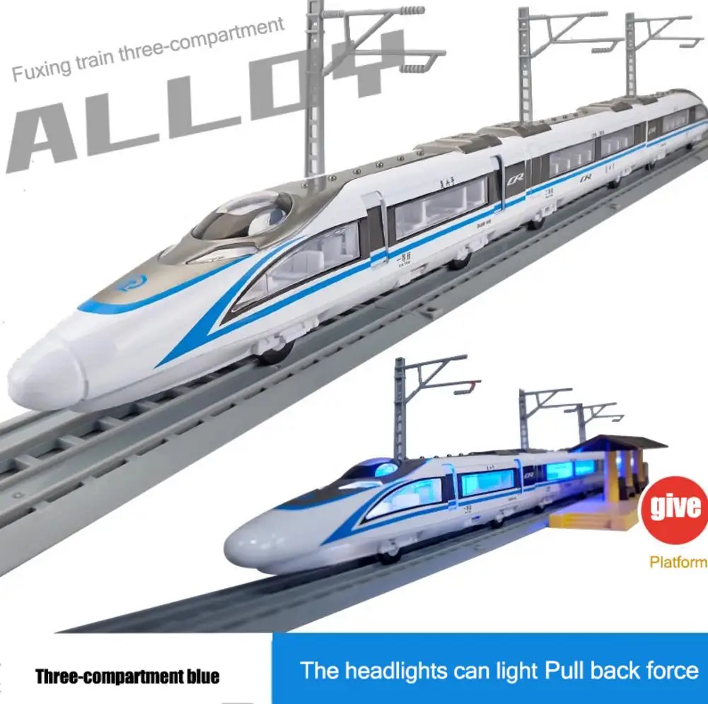 1: 87 Голосовая трансляция Commuter набор игрушек-поезд сплав высокоскоростная железная Игрушечная машина мальчик метро тяните назад автомобиль - Цвет: 3