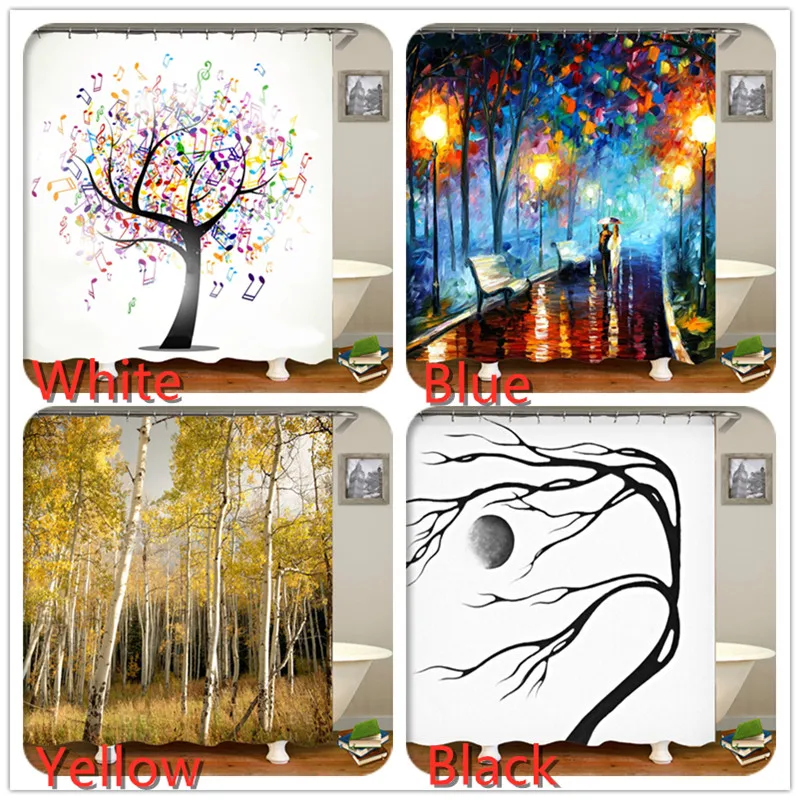 

Christmas weird forest printing 3d shower curtain waterproof polyester fabric washable bathroom shower curtain