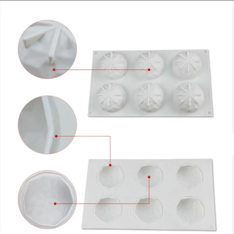 

6 Holes Diamond Silicone Cake Chocolate Molds For Baking Dessert Ice Mould Mold 72XF