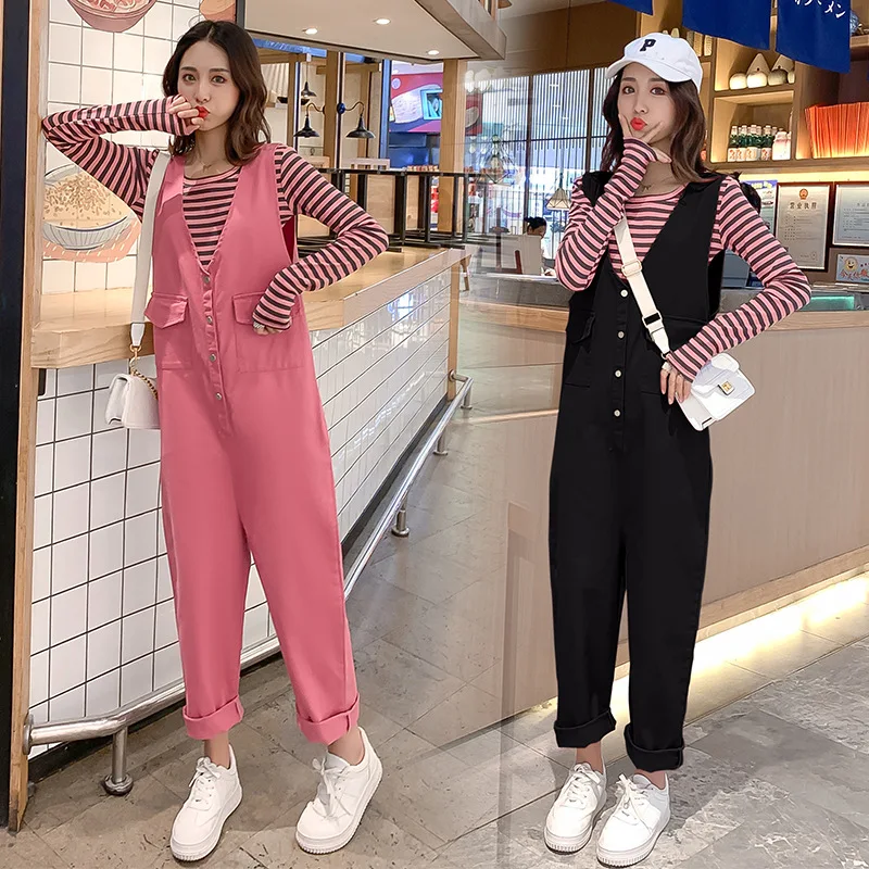 

Photo Shoot 2019 Autumn And Winter Maternity Clothes by Age Suspender Pants Set-Style Long-sleeved T-shirt Two-Piece Set Wide-Le
