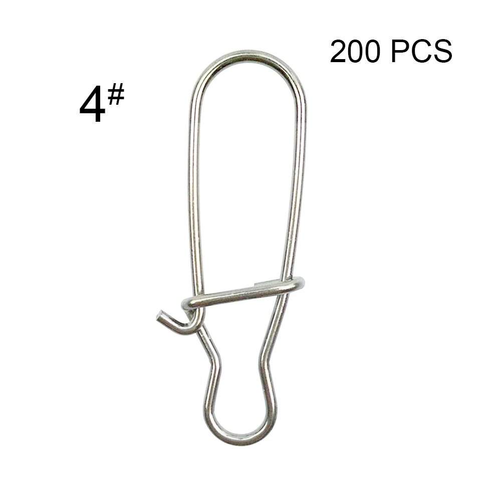 

200Pcs Stainless Steel Hook Fast Clip Connector Strong Swivels Lock Snaps for Fishing Freshwater Saltwater Rings Fishing Tool