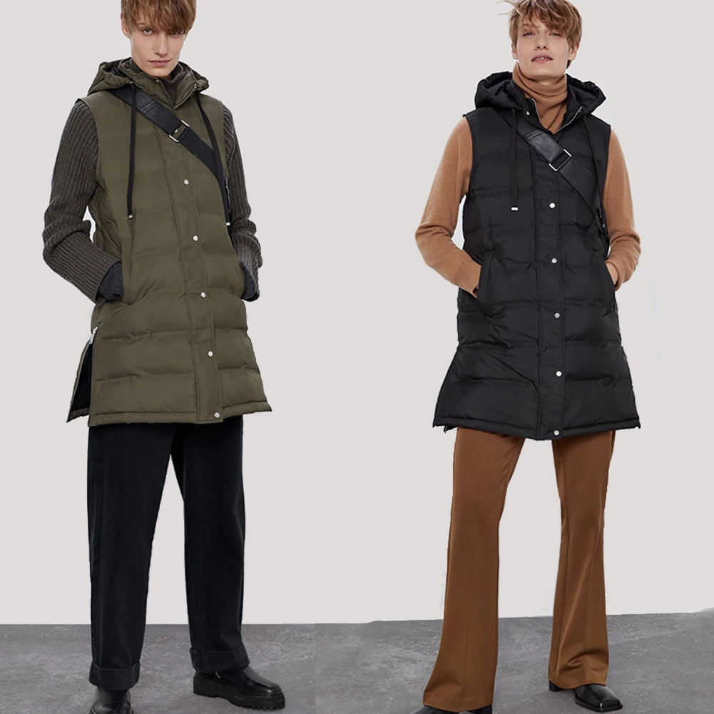 Kopen Ladyfirsy ZA Herfst Winter Mode Katoenen Vest Vrouwen Kraag Hooded Zipper Pocket Mouwloze Losse Dikke Warme Katoenen Vest Jas