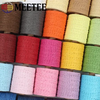 

Meetee 1roll Organic Raffia Straw Yarn Crochet Summer Woven Straw Hat Cotton Line Rope DIY Hand Knitting Handbag Yarn 280M