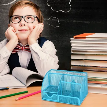 

Mesh Desk Organizer Office with 6 Compartments + Drawer/Desk Tidy Candy/Pen Holder/Multifunctional Organizer