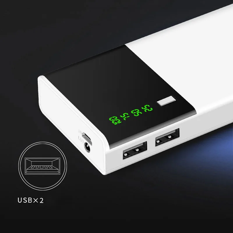 

New 20000mAh DIY Power Bank Outer Shell Micro Input 2 USB Output Digital Display Powerbank Charging Box 5*18650 Battery