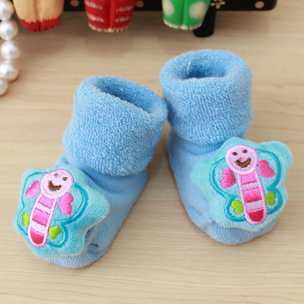 Носки для новорожденных детские Нескользящие теплые носки для маленьких мальчиков и девочек Тапочки с рисунками, ботинки calcetines meias bebe L0924