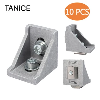 

TANiCE 10 Pcs Aluminum Right Angle Bracket T-Nut Screw 3030 Extrusion Profile Angle Connector For Strut And Aluminum Profiles