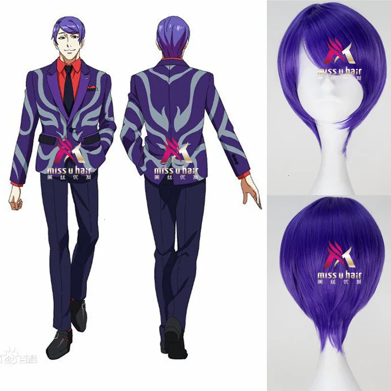 

Tokyo Ghoul Shuu Tsukiyama cosplay Wig Short Straight Purple Color Anime Cosplay Wig hair costumes +wig cap