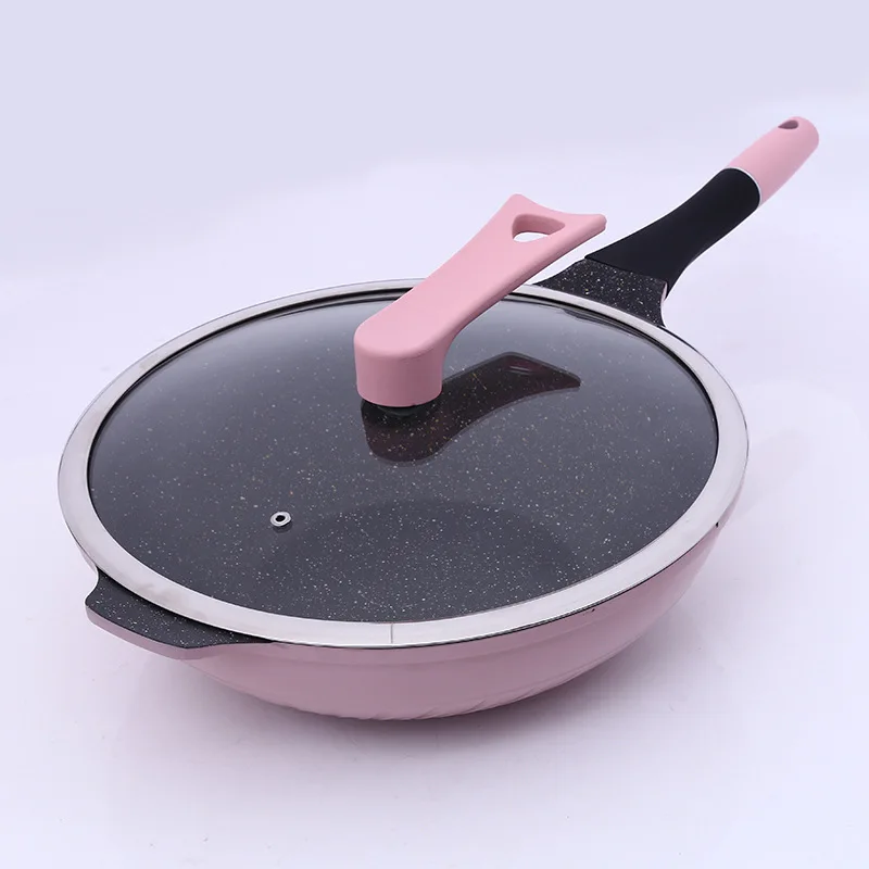 Maifan stone wok no oily fume pan frying pan non-stick frying steak induction cooker general