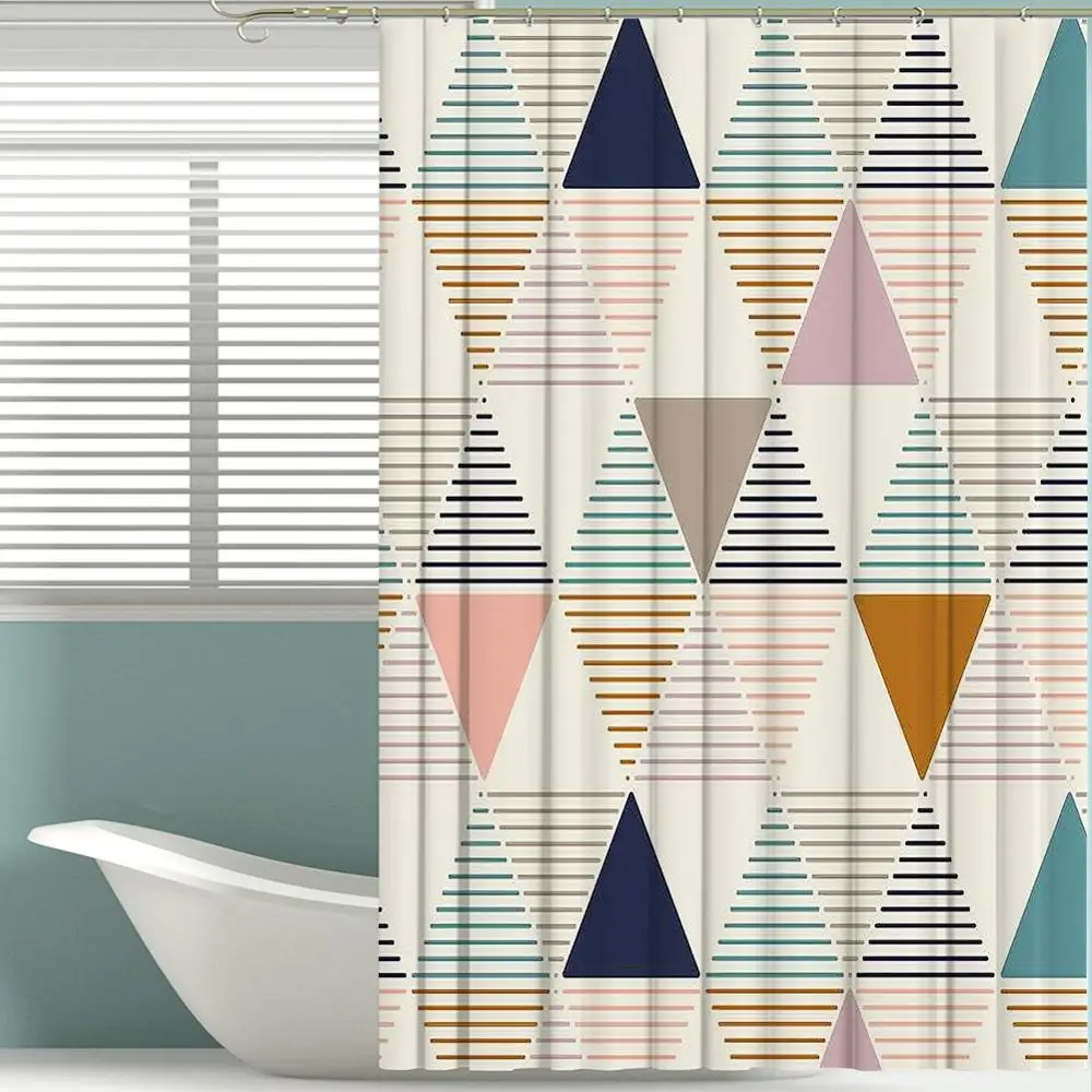 Водонепроницаемая занавеска для душа из полиэстера с геометрическим рисунком 12
