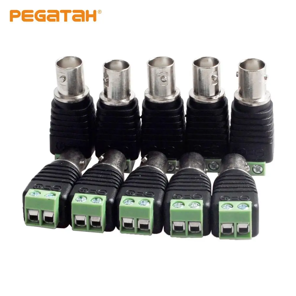 10 шт. BNC Разъемы DIY для CCTV камеры коаксиальные/Cat5/Cat6 кабели | Безопасность и защита