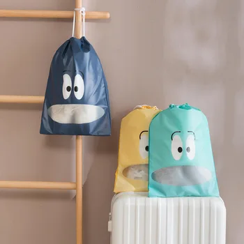 

Waterproof Shoe Bag Organizer Portable Travel Drawstring Shoe Bag Thickening Printed Non-woven Shoe Storage Cupboard Organizer