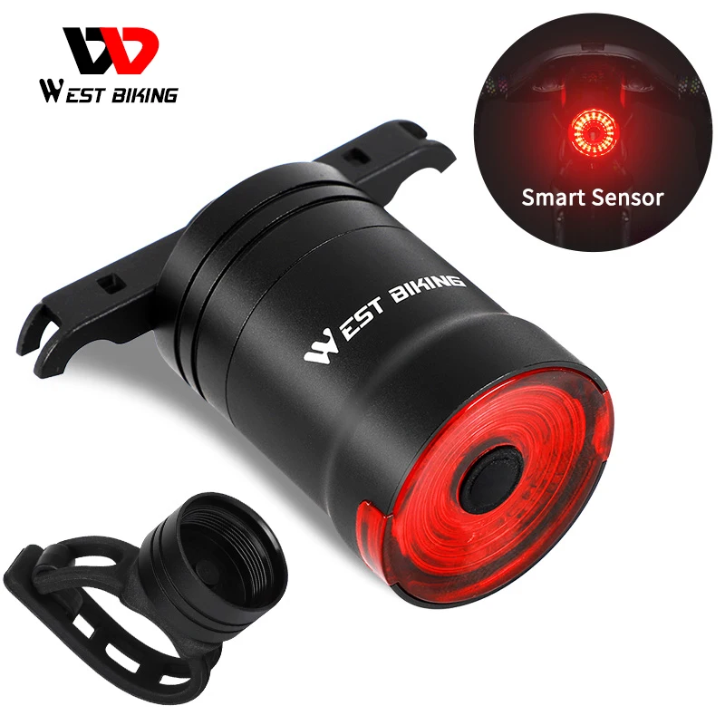 Tail-Light Brake-Sensing Bike Led Bicycle West-Biking Smart Rechargeable Safety Waterproof