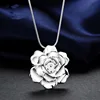 DOTEFFIL 925 Sterling Silver 18 Inch Snake Chain Flower Pendant Necklace For Women Fashion Wedding Party Charm Jewelry ► Photo 2/6