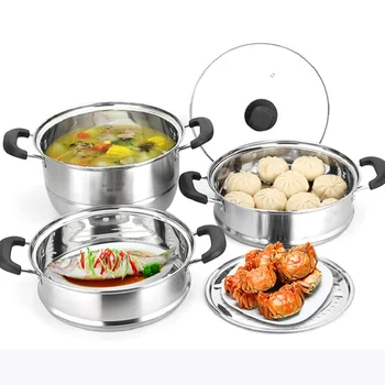 

3 Tier Stainless Steel Steamer Large Food Steam Pot Saucepan Cooking Utensils