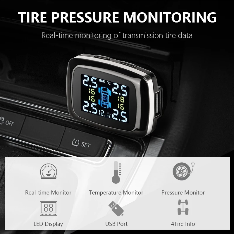 Jansite автомобильный TPMS система контроля давления в шинах датчики прикуривателя USB