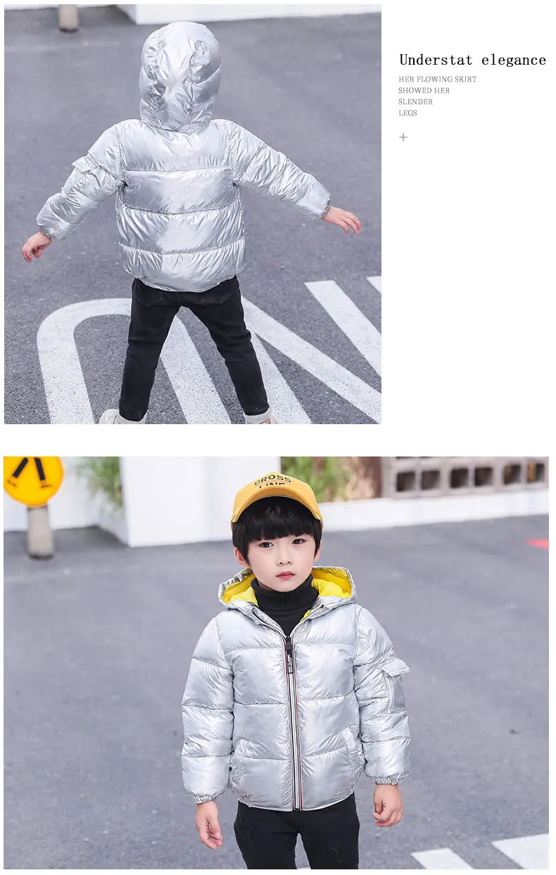 Autumn Winter Children's Down Cotton Clothing Uniex Gloosy Thickened Hooded Coat Kids Outwear Parkas Jacket Coat