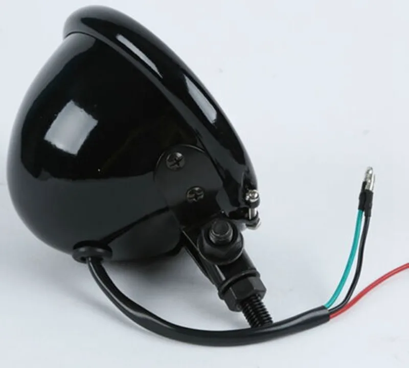 Motorcycle Black/Chrome 4" Metal H4 Mini Custom Headlight For Harley Sportster Curiser Road King