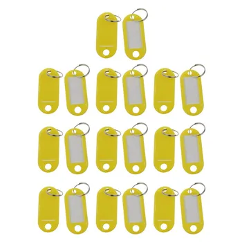 

20 Pcs Assorted Key ID Label Tags Split Ring Keyring Keychain (Yellow).