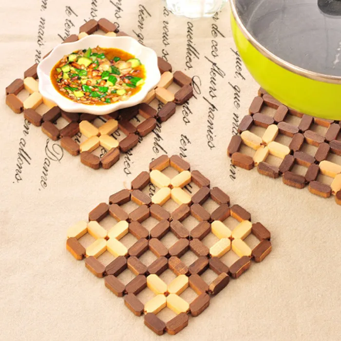 10PCS Bamboo Drink Home Coaster Tea Coffee Cup Table Mat Durable Square Placemat Hogard