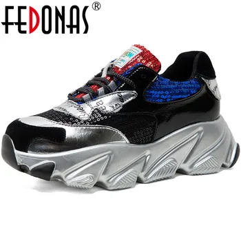 

FEDONAS Retro Genuine Leather Lace Up Ladies Shoes Mixed Colors Round Toe Shoes Elegant Quality Casual Wedding Party Shoes Woman