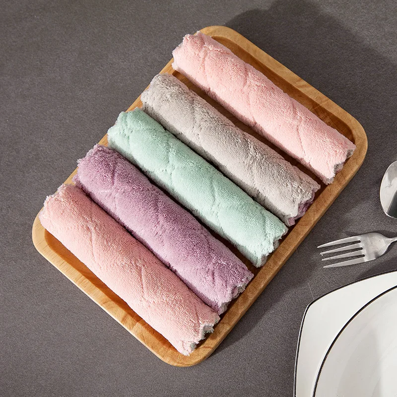 8PCS Microfiber Kitchen Dish Cloth Absorbent Towel Non-stick Oil Washing Cloth Rag for Household Tableware Cleaning Wiping Tools