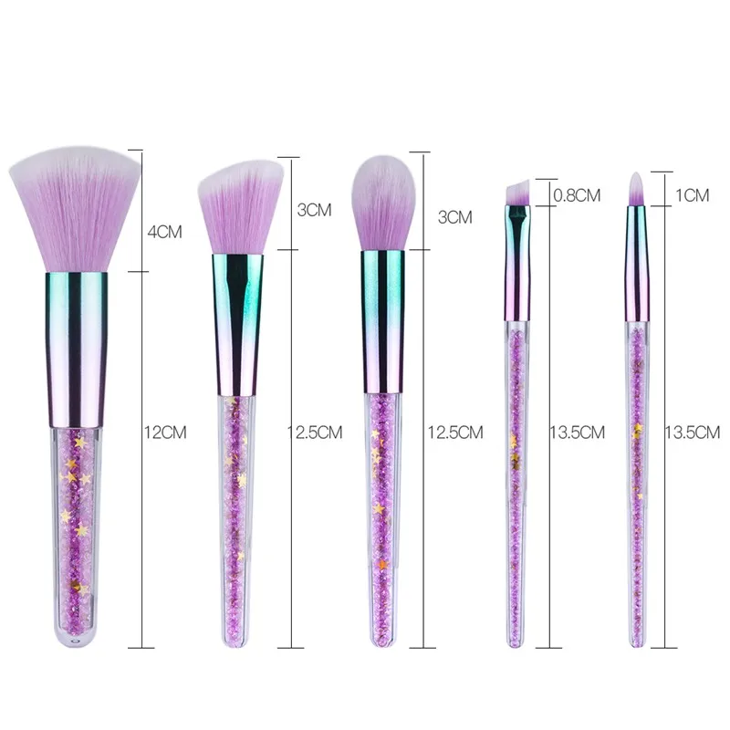 5pcs Unisex Cosmetic Beauty Make Up Tool Transparent Brush Crystal Brushes Foundation Blending Power Eyeshadow Brush B1