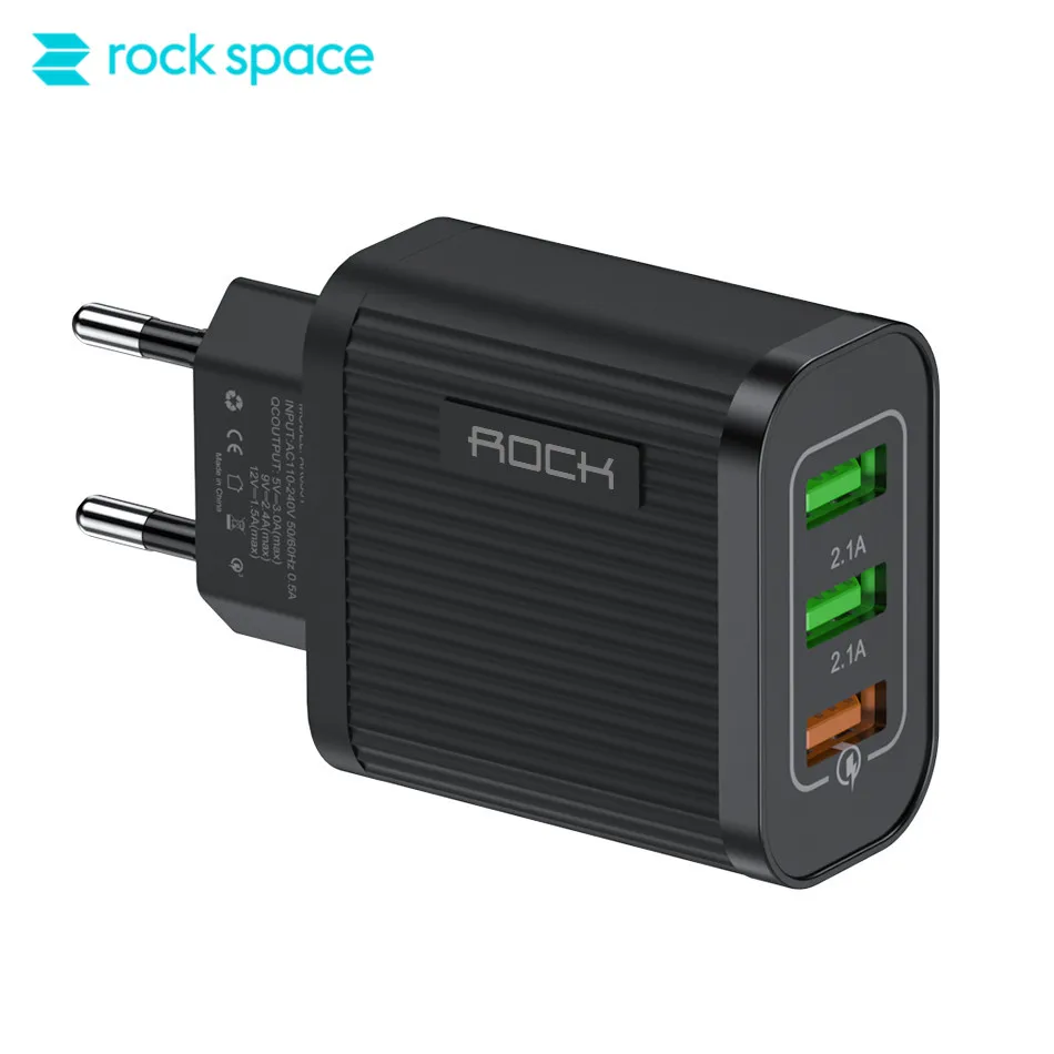 ROCK Быстрая зарядка QC 3,0 3 USB зарядное устройство для iPhone 11 X samsung S10 Xiaomi супер быстрый дорожный настенный адаптер зарядного устройства для мобильного телефона
