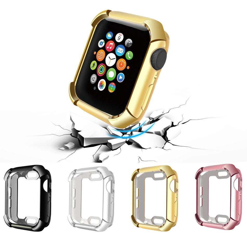 Защитный чехол-бампер для Apple Watch 40 мм, 44 мм, серия 4, 5, мягкое силиконовое покрытие, чехол-рамка из ТПУ для iWatch 5, аксессуары для ремешка