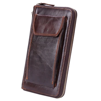 

MISFITS Men's Long Clutch Leather Card Wallet Business Phone Bag Zipper Clutch