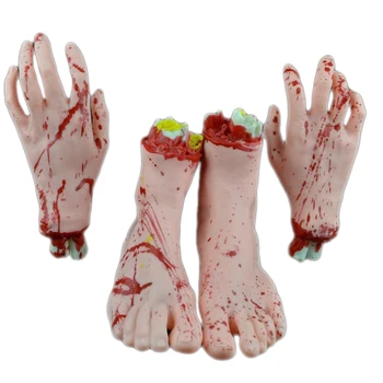 

Best Realistic Latex Broken Hand Broken Foot Halloween Props Blood Horror Halloween Party Fake Body Parts Tricky Toys DIY Decora