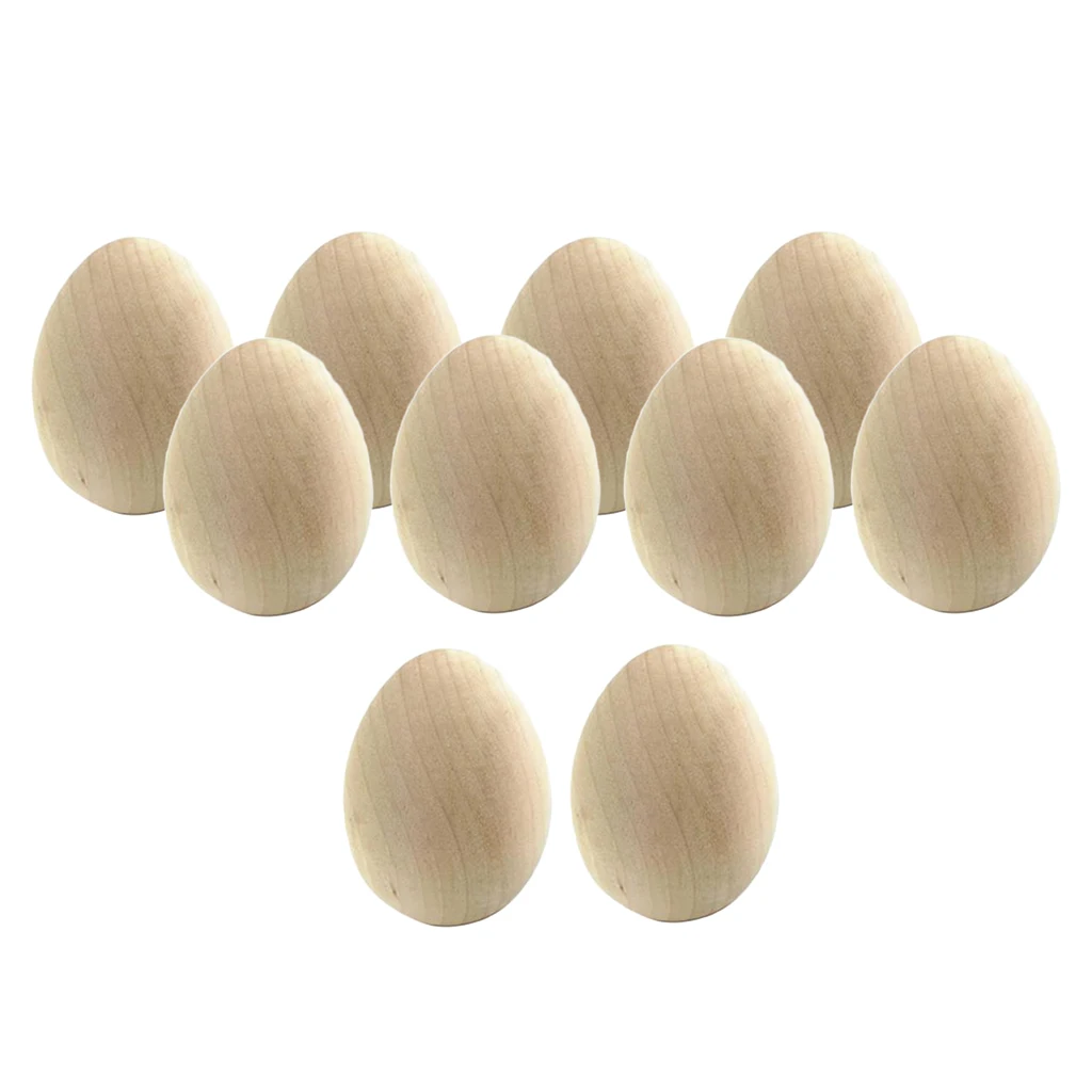 10PCS Wooden Easter Craft Eggs, for Display and Decoration Party and Photo Props, Smooth to Draw ,Ready To Paint And Decor